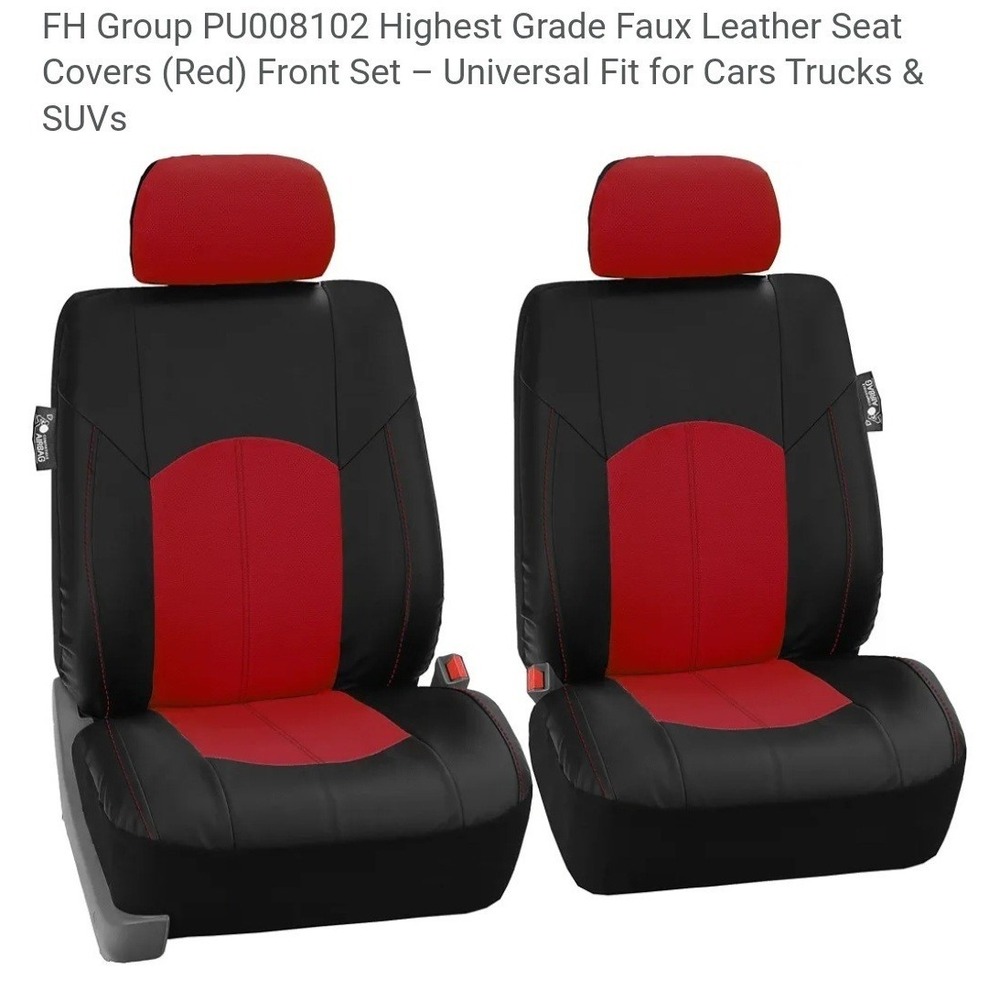 Deluxe Leatherette Seat Covers (2) Universal Fit Front Seat Protectors FH Group